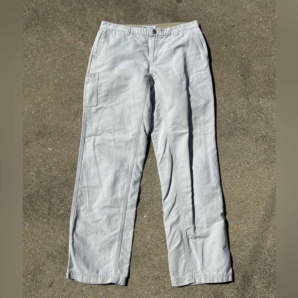 Columbia Mens Khaki Pants Zip Closed Security Pocket Size 34